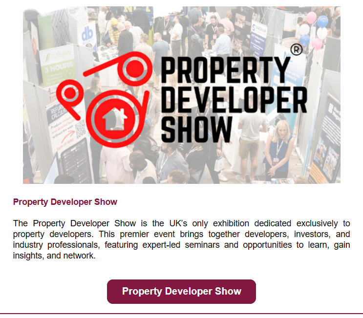 Event description for the Property Developer Show, highlighting expert-led seminars, networking opportunities, and industry insights for developers and property professionals.